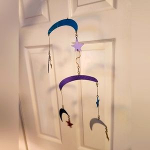 SOLD Mobile metal art for child's room- moons and stars